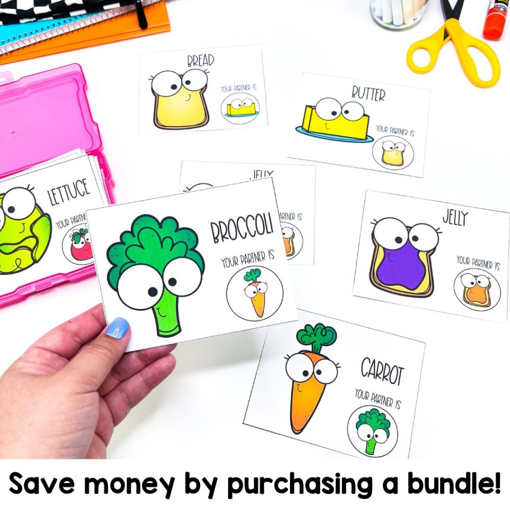 ORIGINAL Peanut Butter and Jelly Partner Pairing Cards | Classroom ...