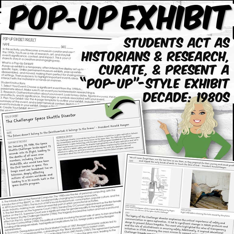 Curate History: Create a 1980s Era Pop-Up Exhibit | PBL | Standards-Based