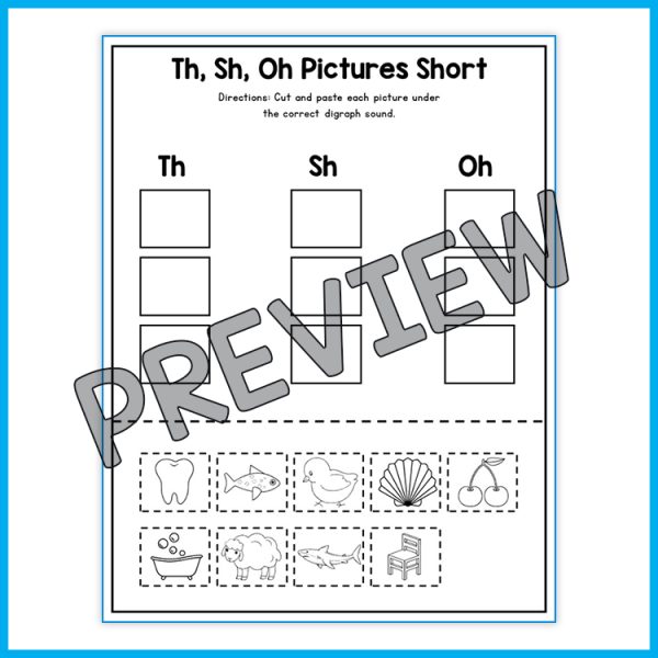 Digraph Picture Sort Worksheet - Digraph Sort Cut & Paste Worksheets ...