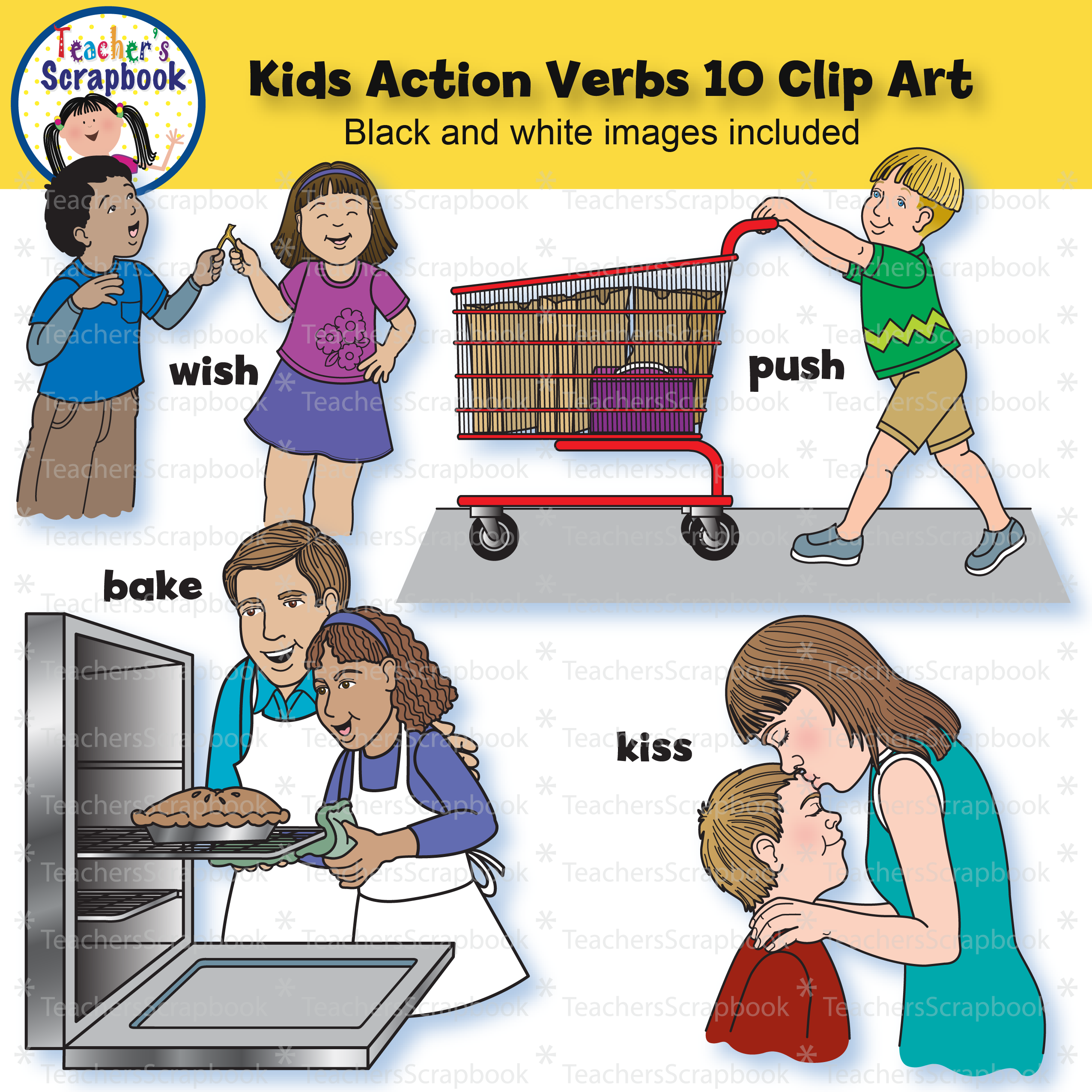 Kids Action Verbs 10 Clip Art