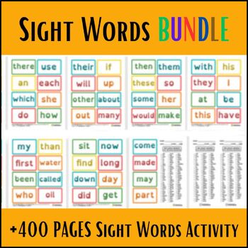 editable sight word worksheets, Bundle- Kindergarten to 3rd Grade - Reading