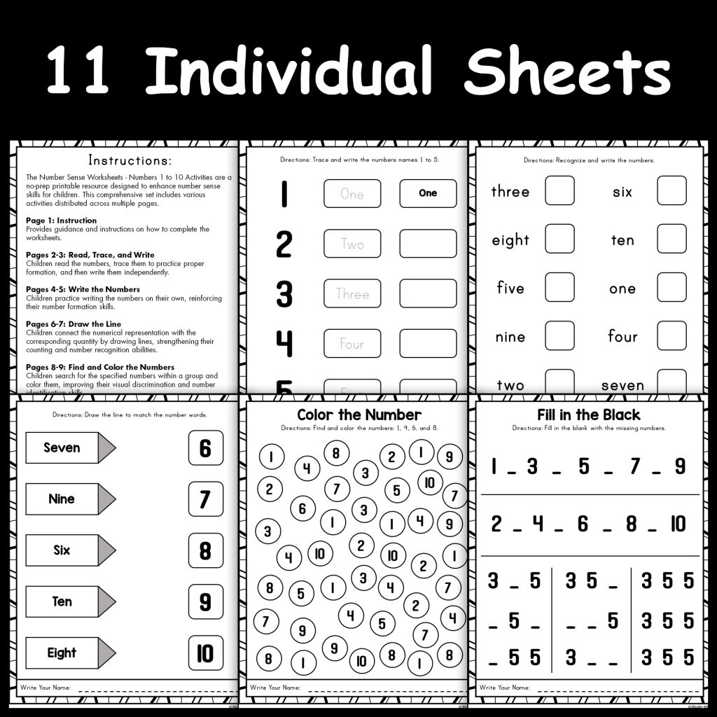 Number Sense Worksheets - Numbers 1 to 10 Activities | Printable ...