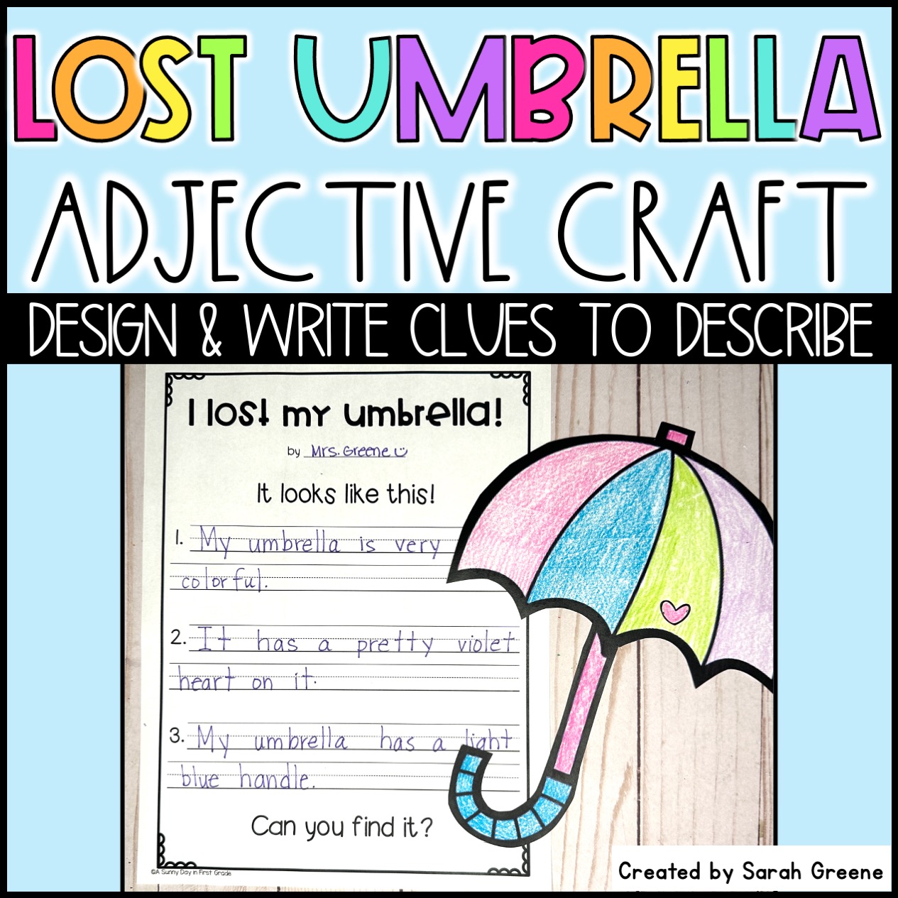 Rainy Spring Adjective Craft and Writing