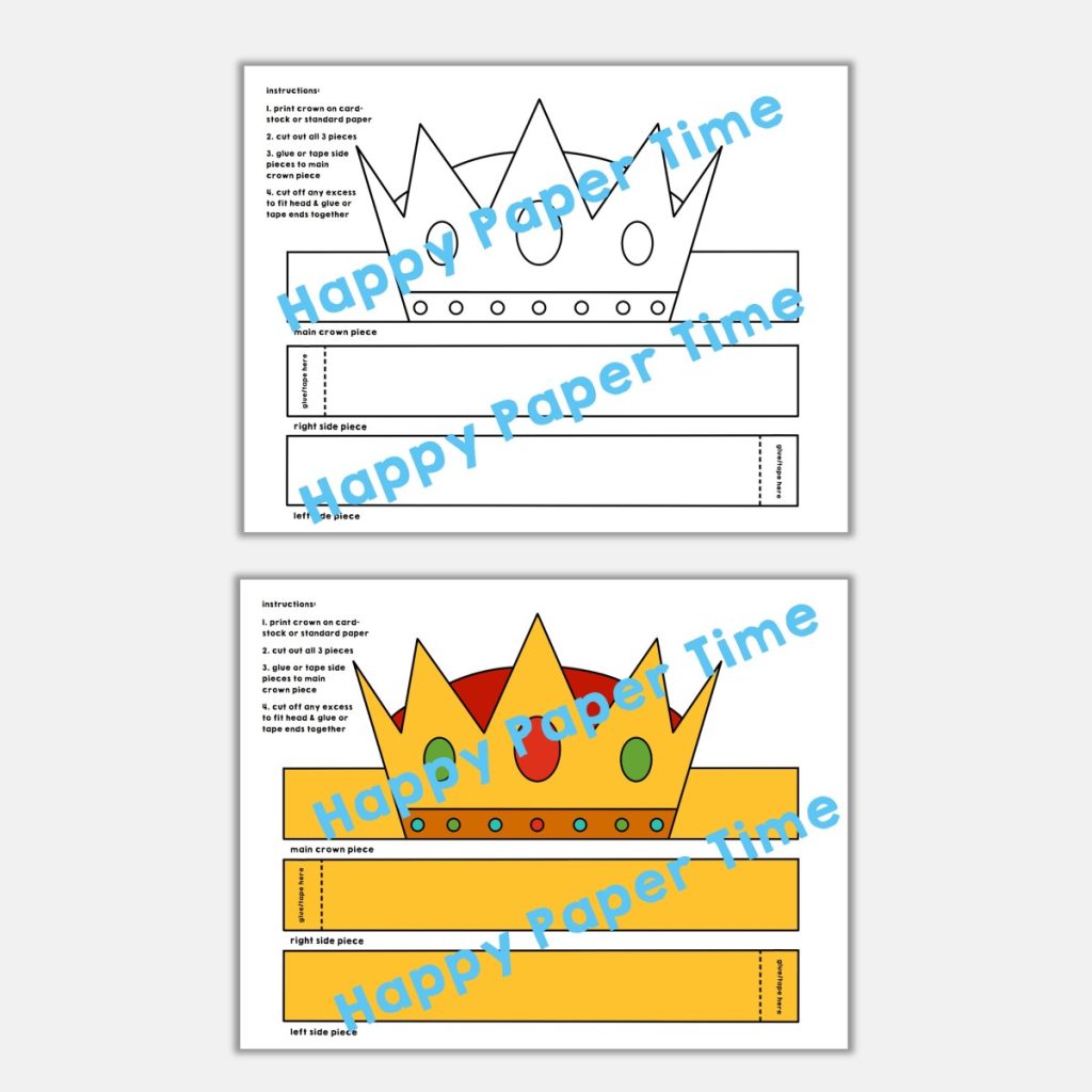 King Paper Crown Headband Hat Coloring Craft - Made By Teachers