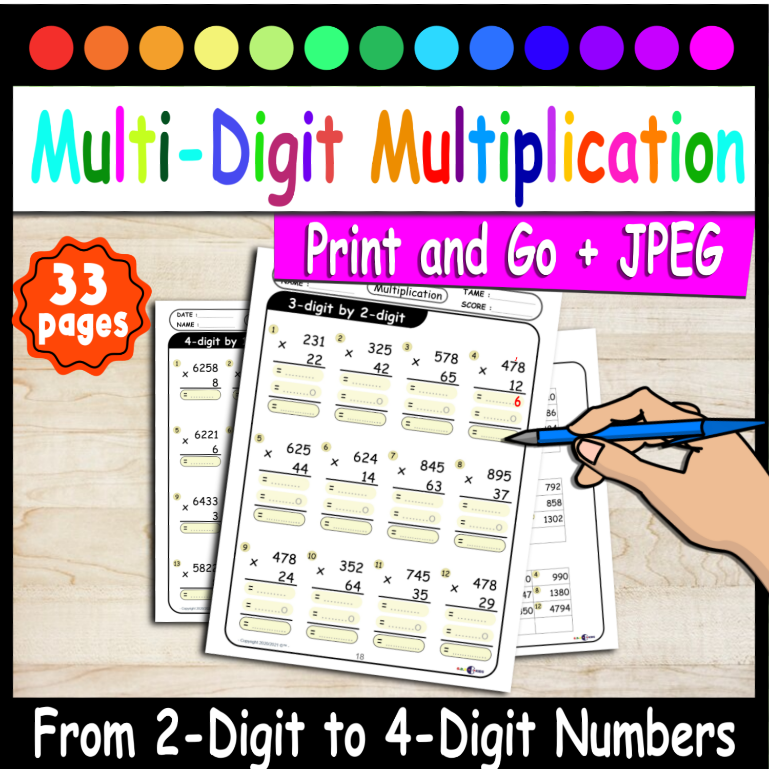 Multi-Digit Multiplication Mastery Worksheets from 2-Digit to 4-Digit Operation