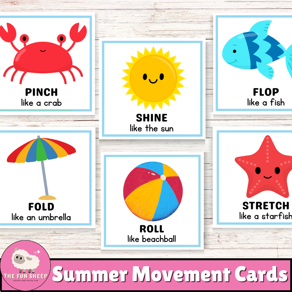 Summer Movement Cards | Printable Action Flashcards Brain Break Transition Activity