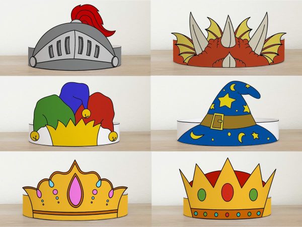Medieval Fantasy Paper Crowns Headband Hat Printable Costume Craft ...