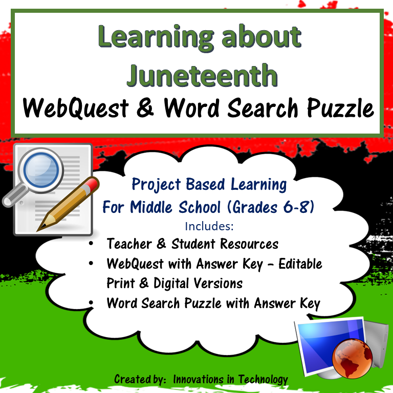 Learning about Juneteenth - WebQuest & Word Search Puzzle