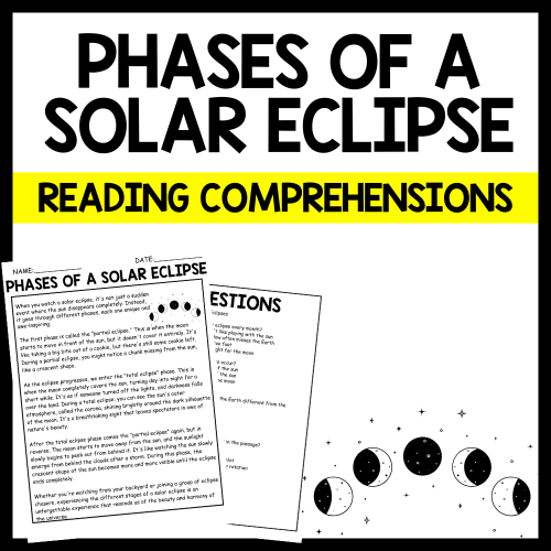 "PHASES OF A SOLAR ECLIPSE" SOLAR ECLIPSES Reading Comprehension ...