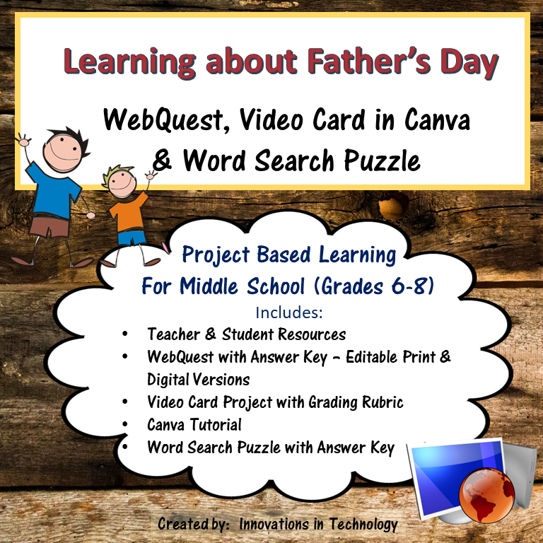 Learning about Father's Day - WebQuest, Video Project, & Word Search Puzzle