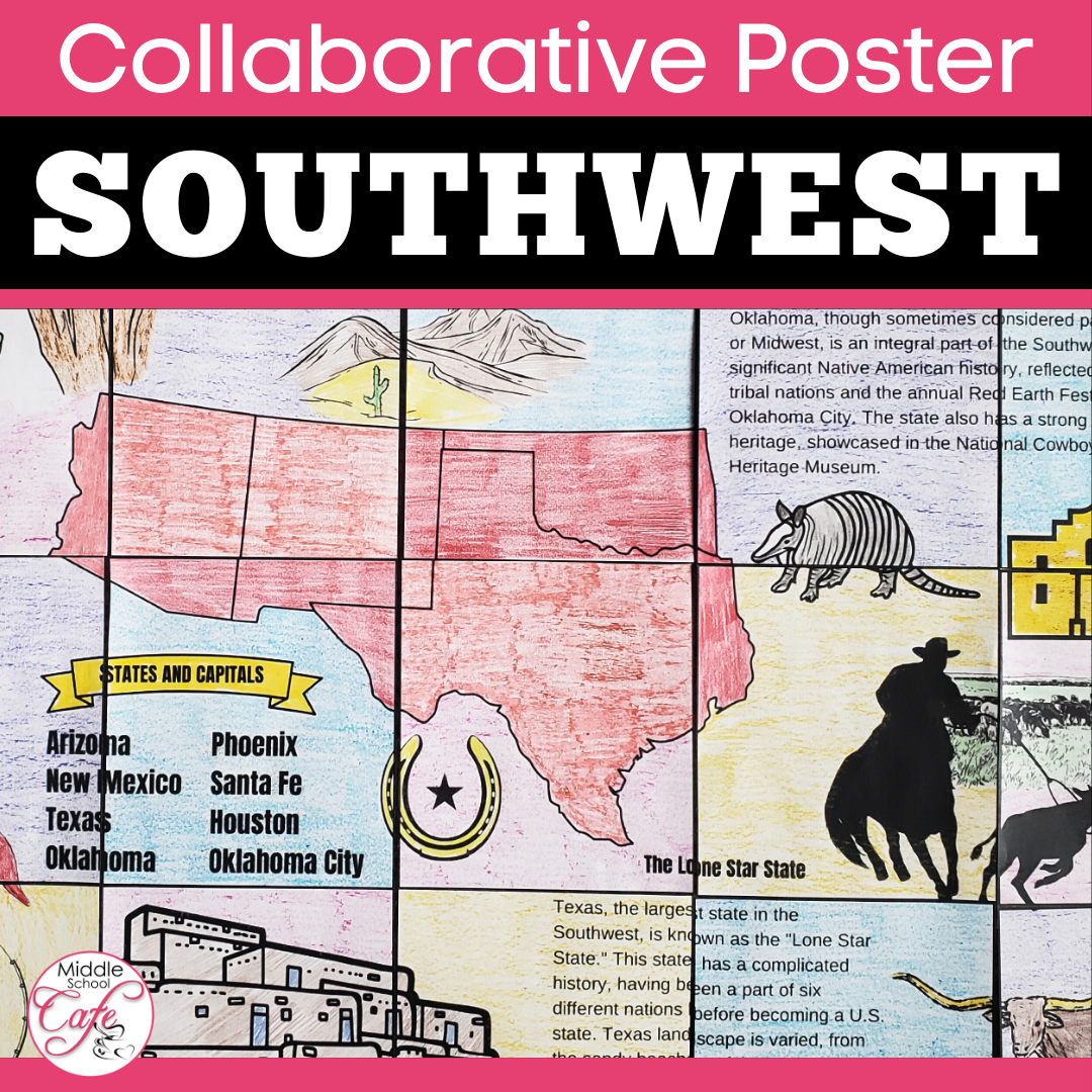 5 Regions of the United States Collaborative Poster | Southwest Region Activity