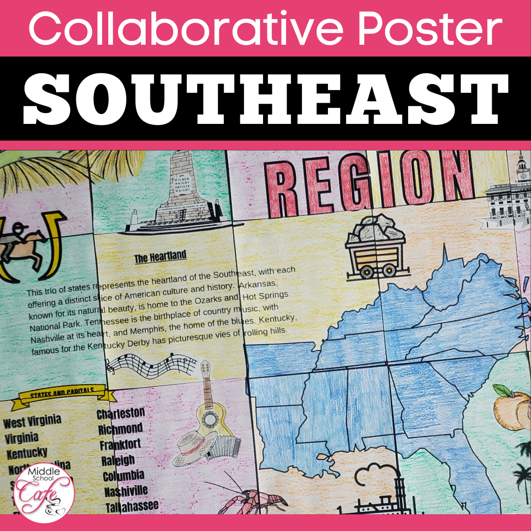 5 Regions of the United States Collaborative Poster | Southeast Region Activity