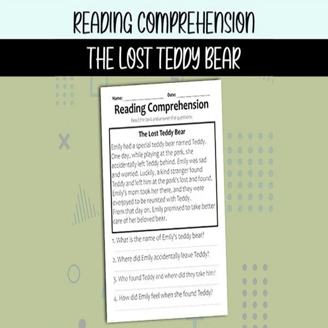 Reading Comprehension Lost Teddy Bear