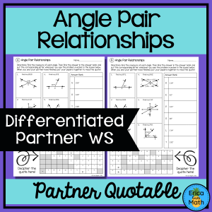 Angle Pairs Differentiated Partner Worksheets Quotable