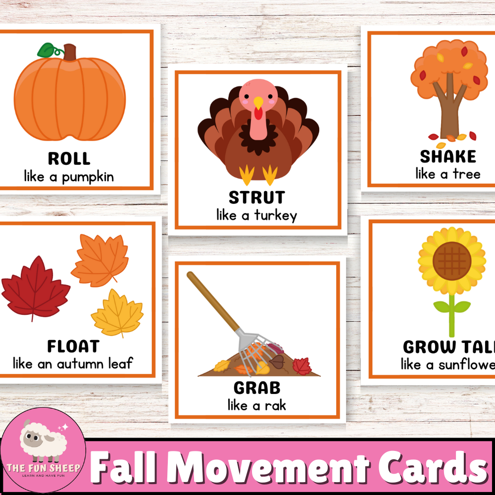Fall Movement Cards | Printable Action Flashcards Brain Break Transition Activity