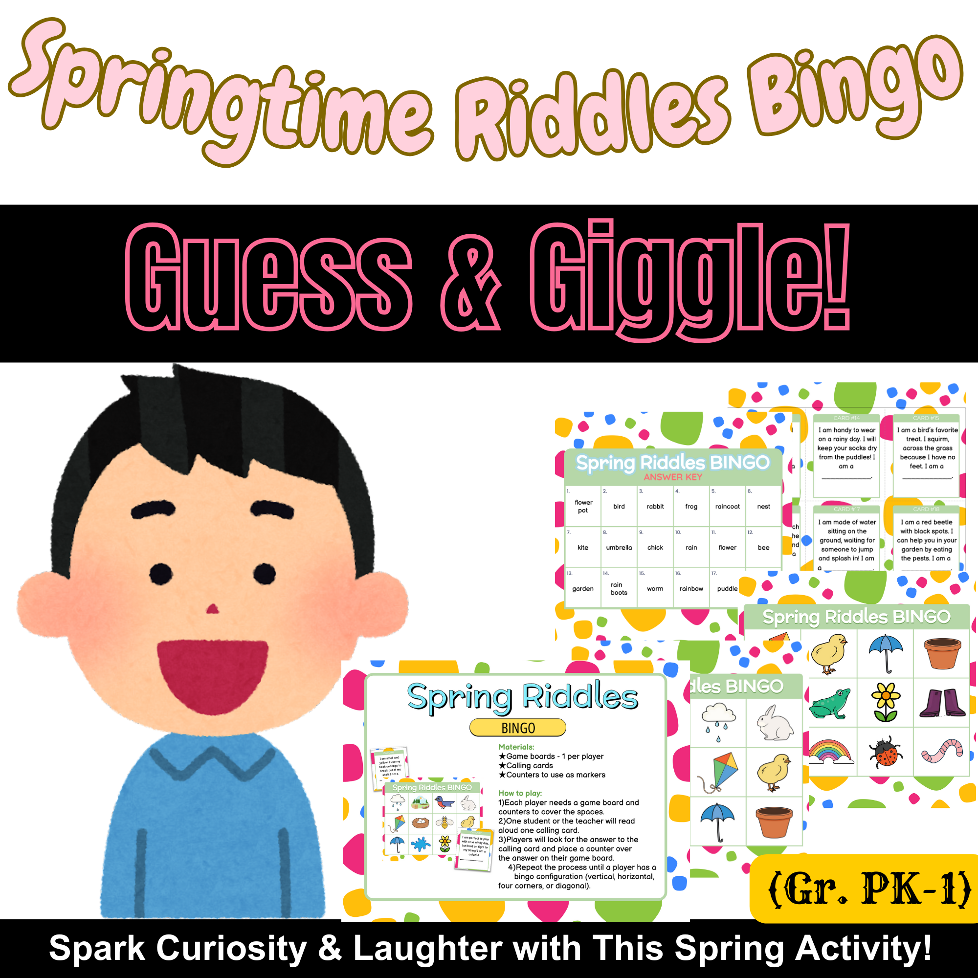 Springtime Riddles Bingo! Fun for Sprouts (PreK-1)