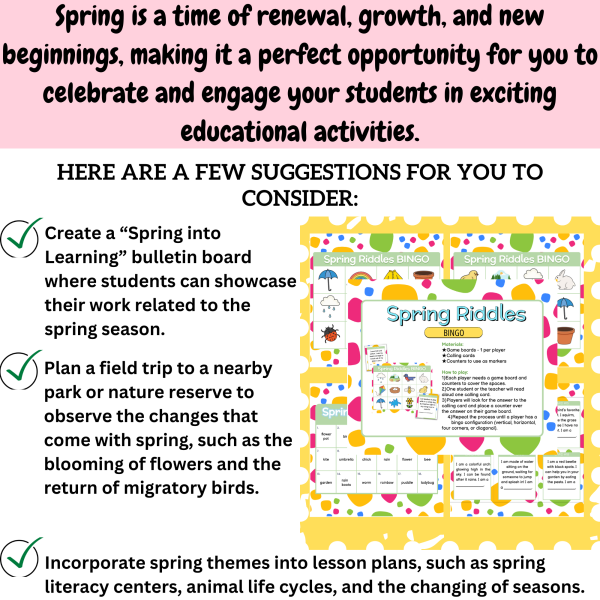 Springtime Riddles Bingo! Fun for Sprouts (PreK-1) | Made By Teachers