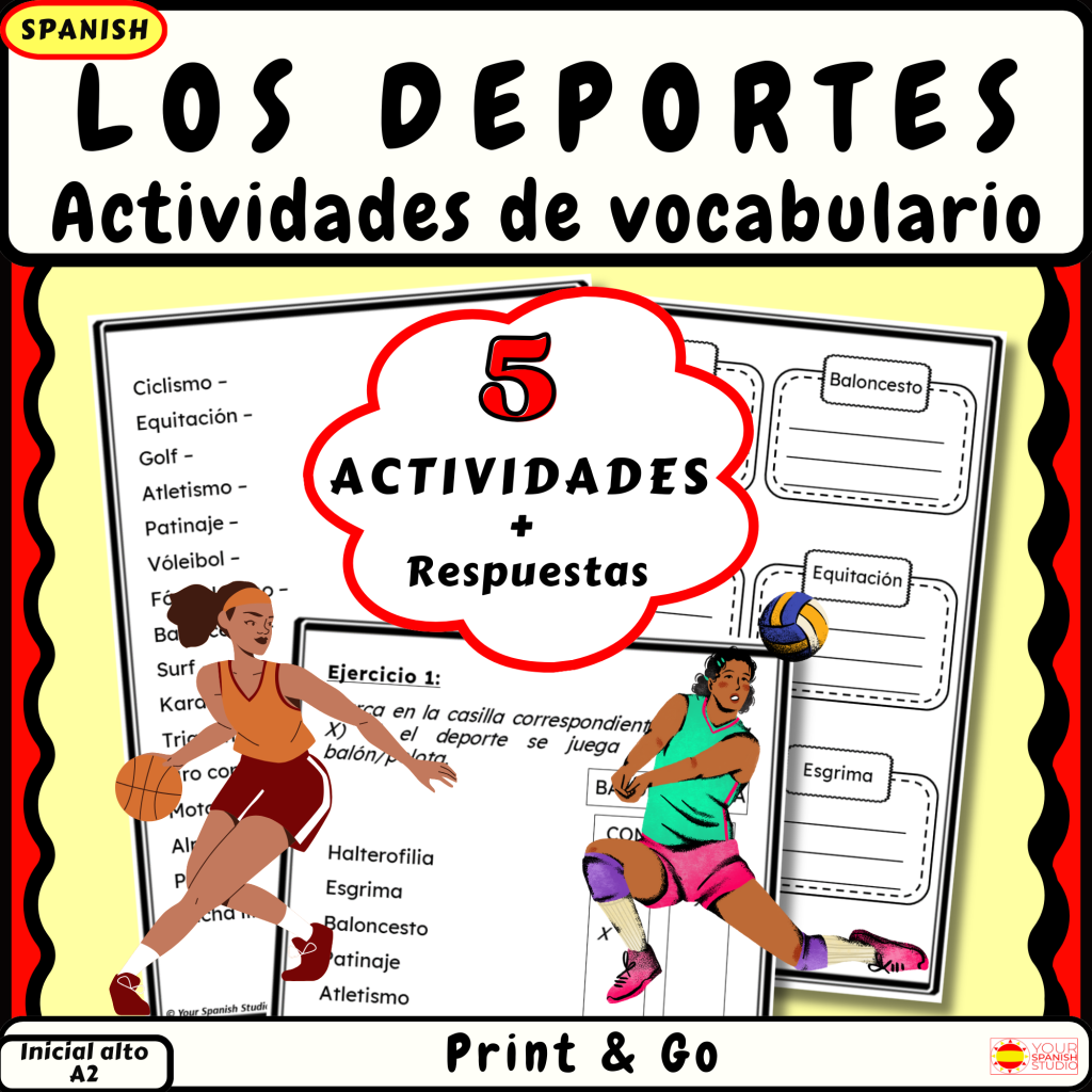 Los deportes Spanish sports vocabulary Practice activities Novice High ...
