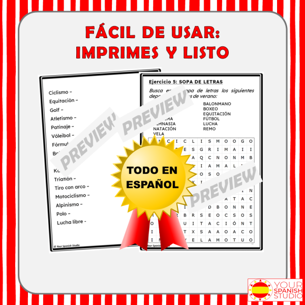 Los deportes Spanish sports vocabulary Practice activities Novice High ...