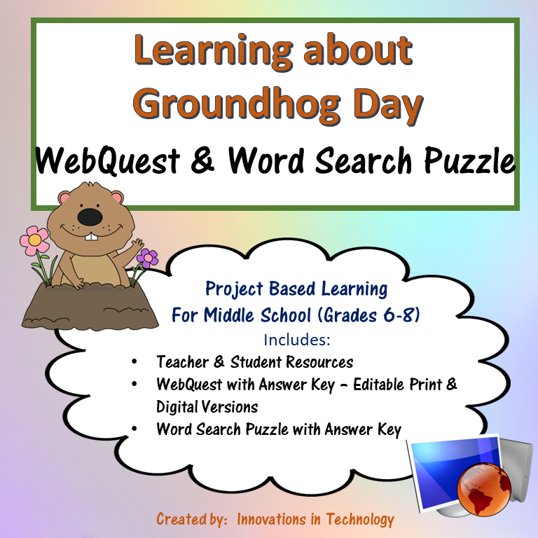 Learning about Groundhog Day - WebQuest & Word Search Puzzle