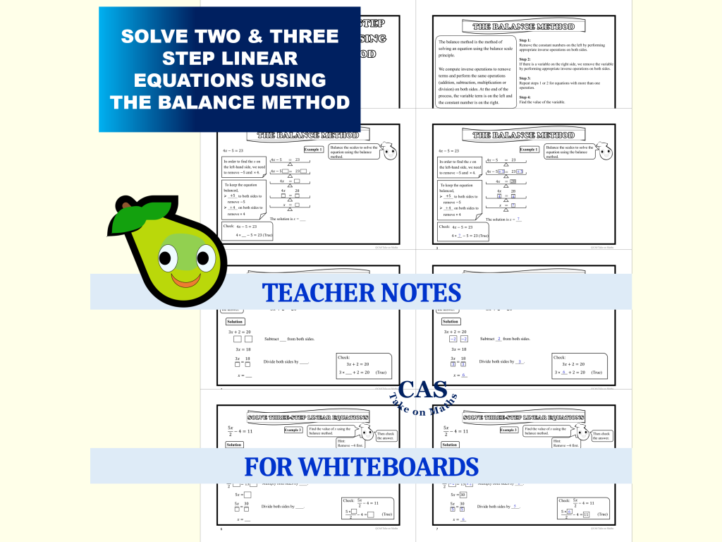 Solve Two & Three Step Linear Equations-Balance Method - Made By Teachers