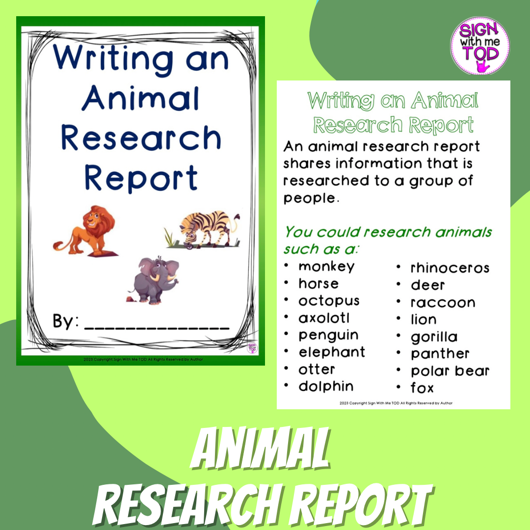 Writing an Animal Research Report Graphic Organizer, Example, and Template