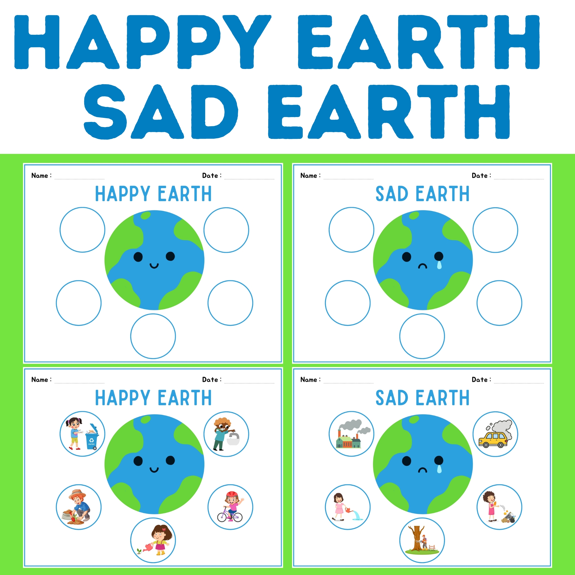 Happy and Sad Earth - Earth Day Activity for Kids