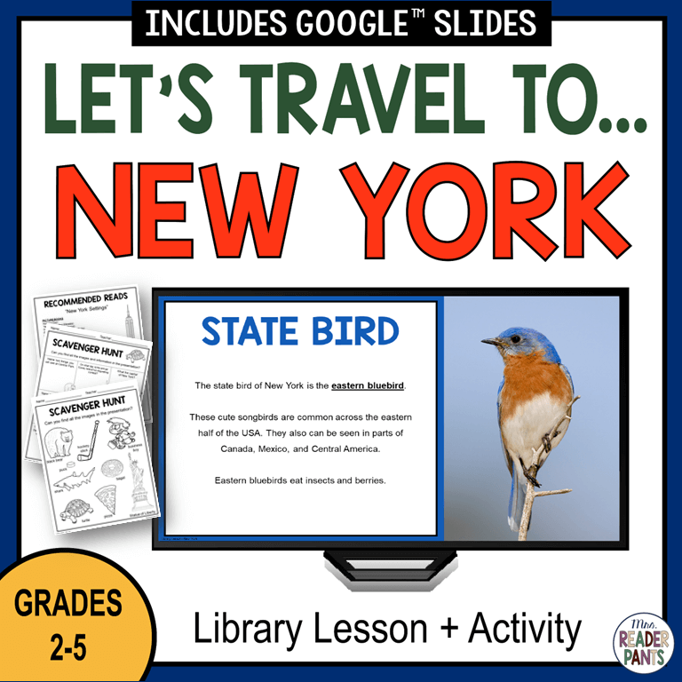 New York Library Lesson - New York State Study - Presentation + Activity + Reads