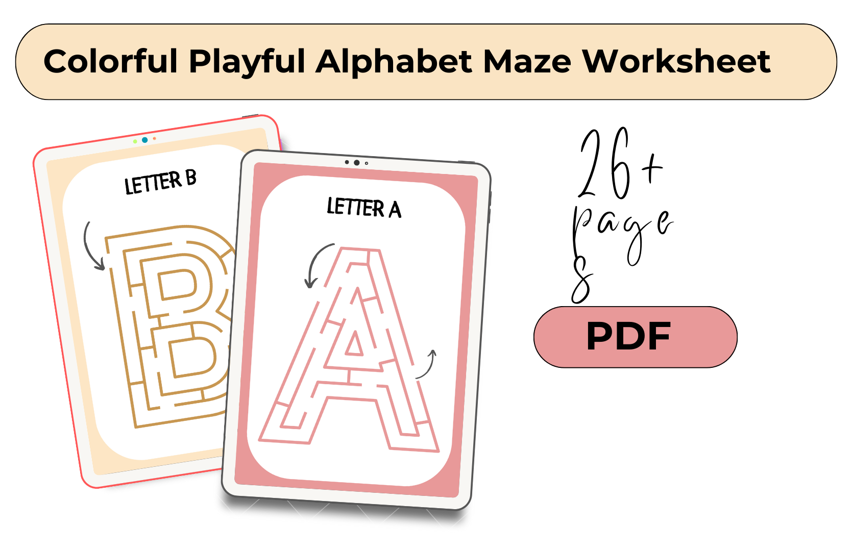 Colorful Playful Alphabet Maze Worksheet