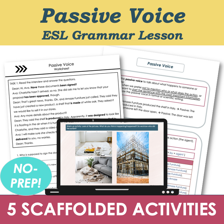 Passive Voice – Adult ESL B1 Intermediate Grammar Lesson, Activities, Worksheets