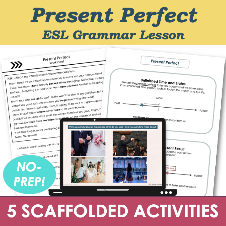 Present Perfect – Adult ESL B1 Intermediate Grammar Lesson, Activities, Worksheets