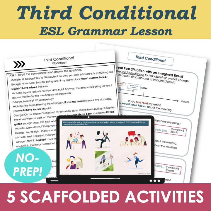 Third Conditional (Regrets) – Adult ESL B1 Intermediate Grammar Lesson, Activities, Worksheets