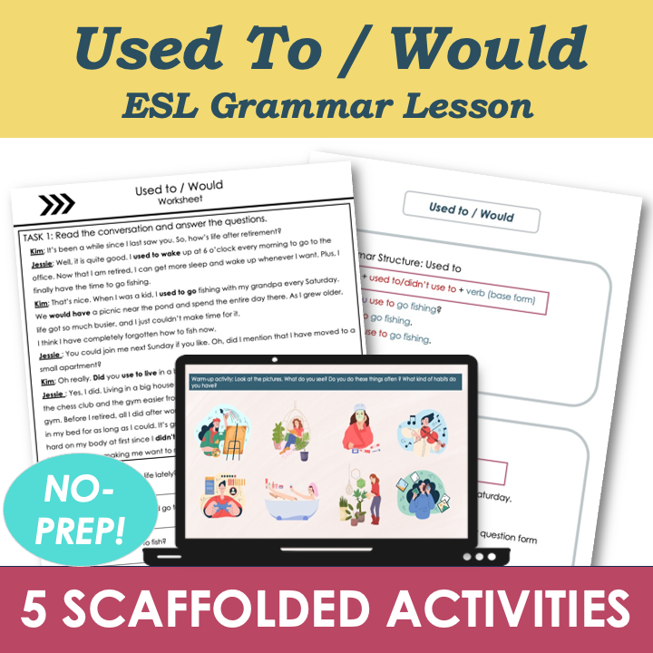 Used To/Would (Past Habits) – Adult ESL B1 Intermediate Grammar Lesson, Activities, Worksheets