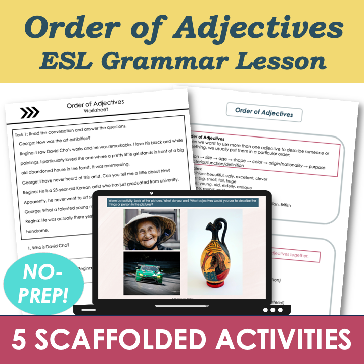 Order of Adjectives - Adult ESL B2 Grammar Lesson Plan, Activities, Worksheets