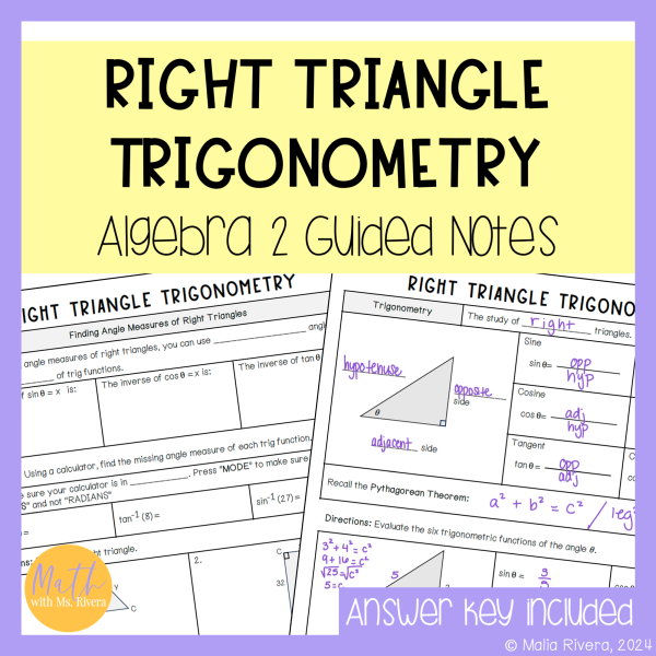 Right Triangle Trigonometry Guided Notes for Algebra 2 | Made By Teachers
