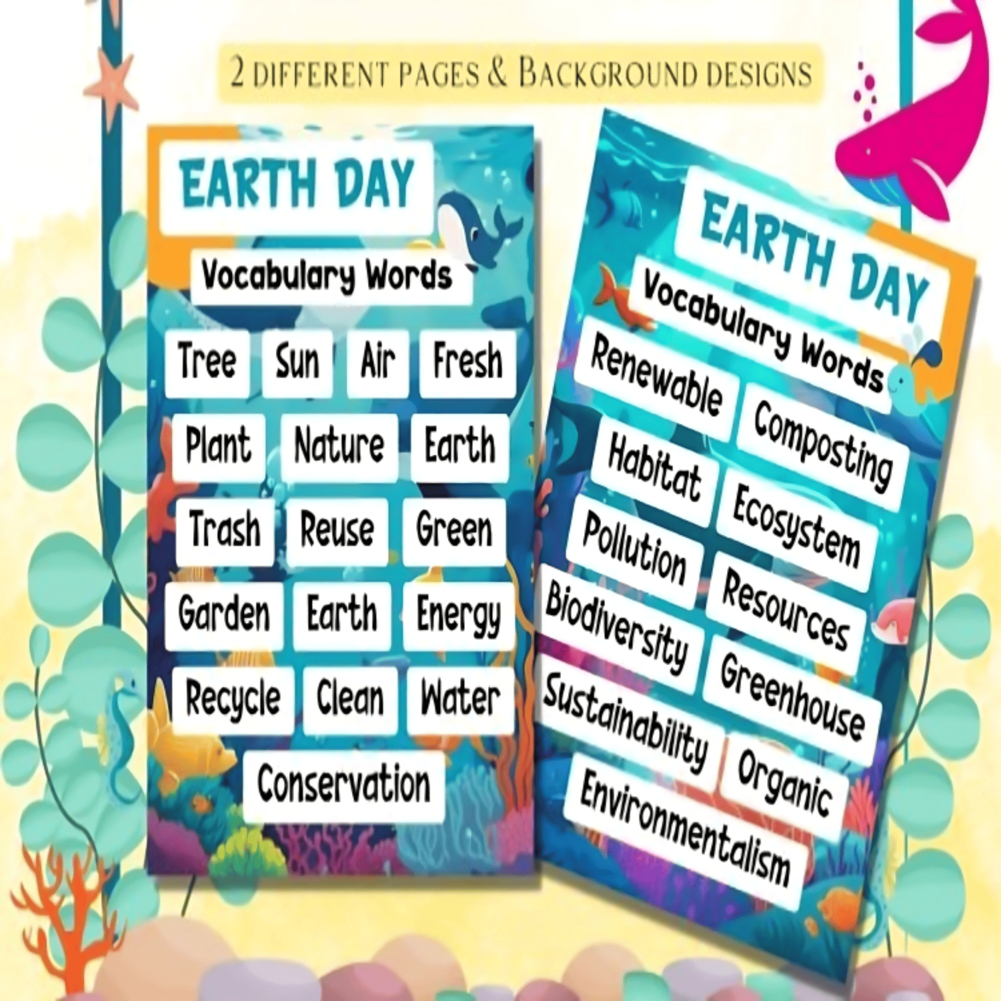 Earth Day Vocabulary Words - Earth Day 2024 Activities second grade 1st 2t 3rd