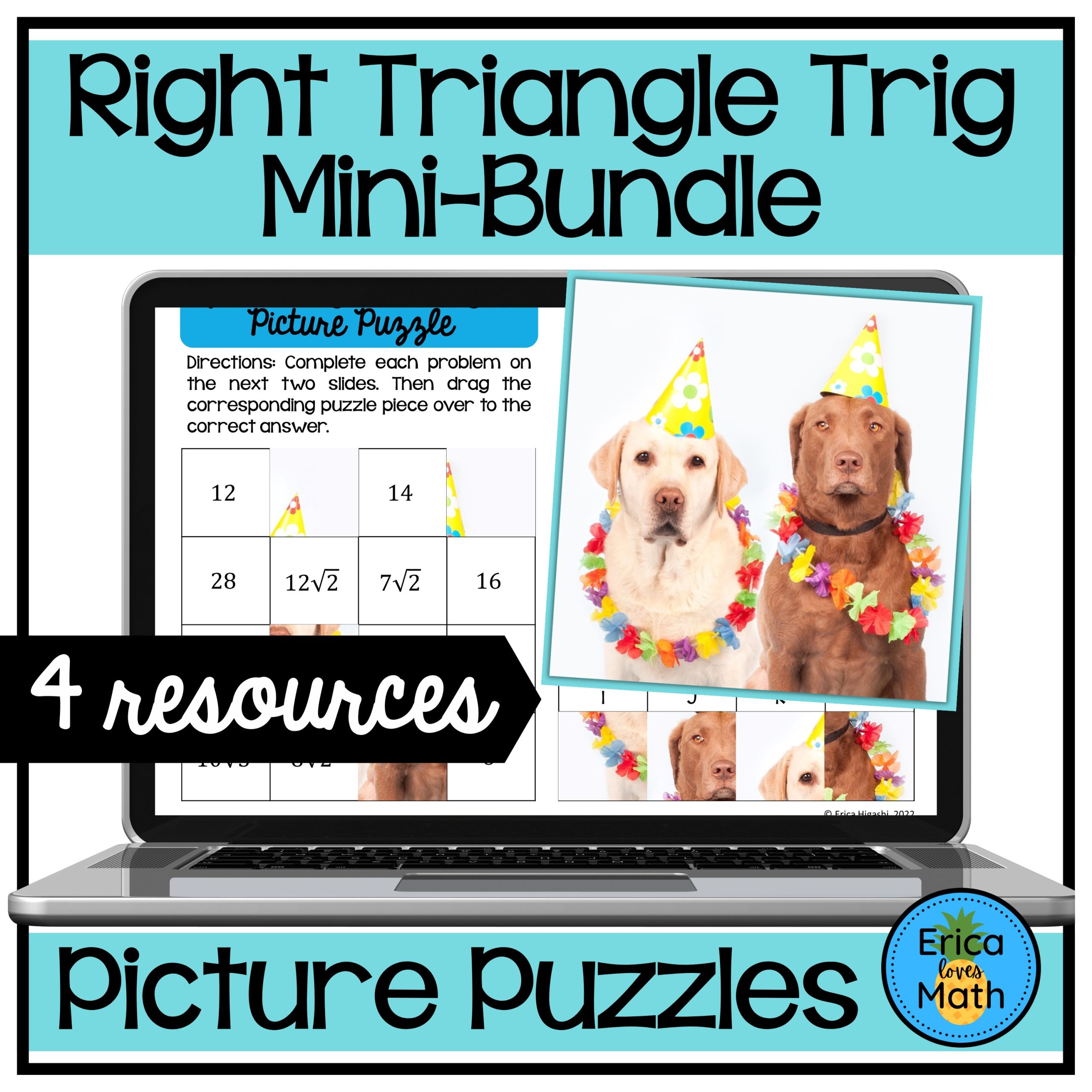 Right Triangle Trig Digital Activity Picture Puzzle Mini-Bundle