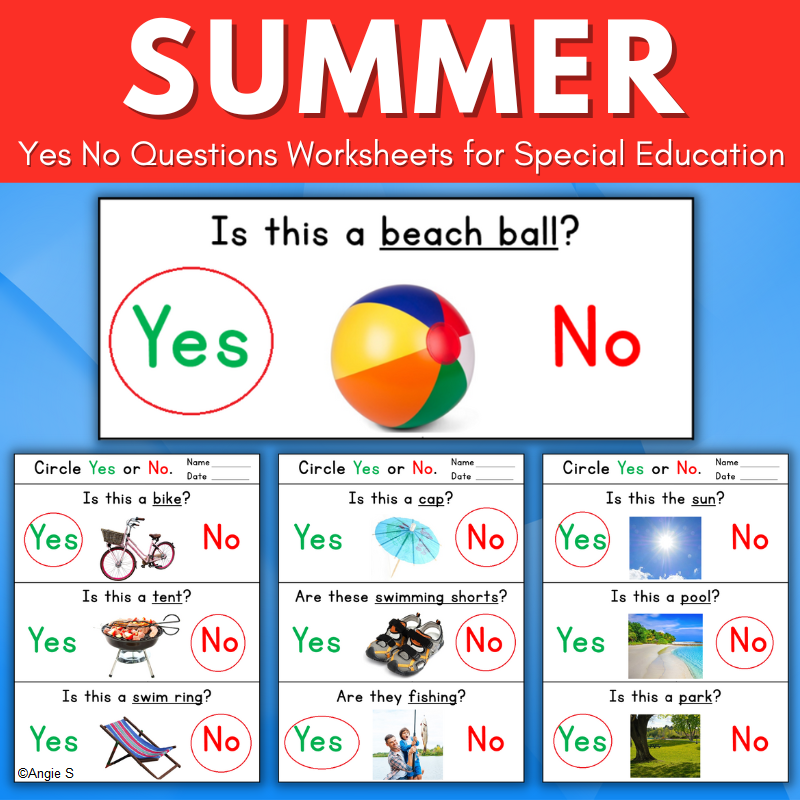 Summer Speech Therapy Worksheets | Yes No Questions