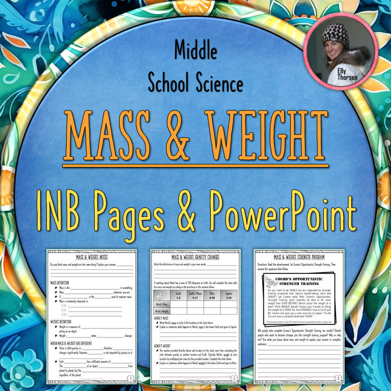 Mass and Weight Interactive Notebook Pages and PowerPoint Notes