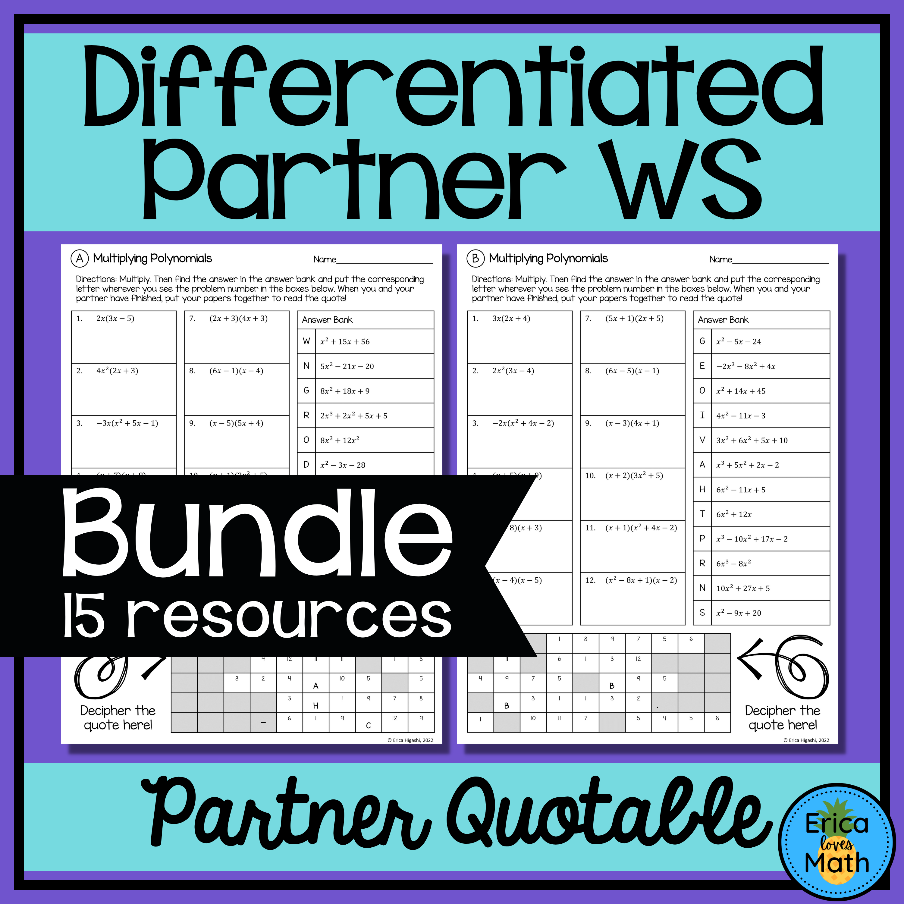 Differentiated Partner Worksheets Bundle