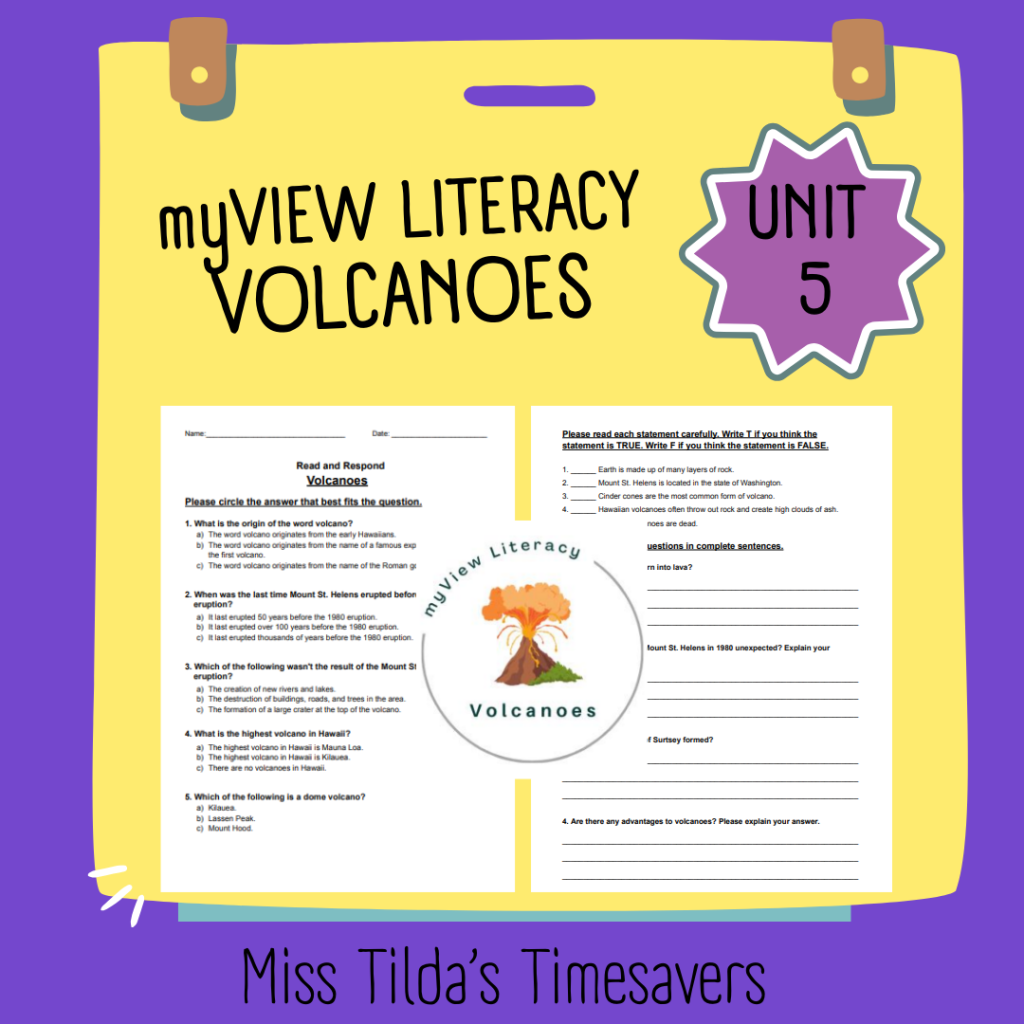 Volcanoes - Read and Respond myView Literacy 4 - Made By Teachers