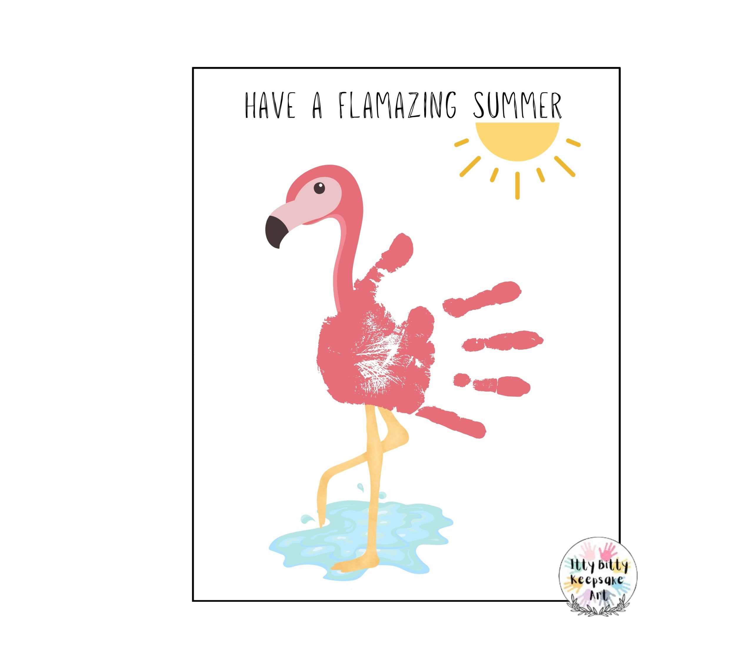 Summer Flamingo Handprint Craft Printable Template / Flamingo Crafts