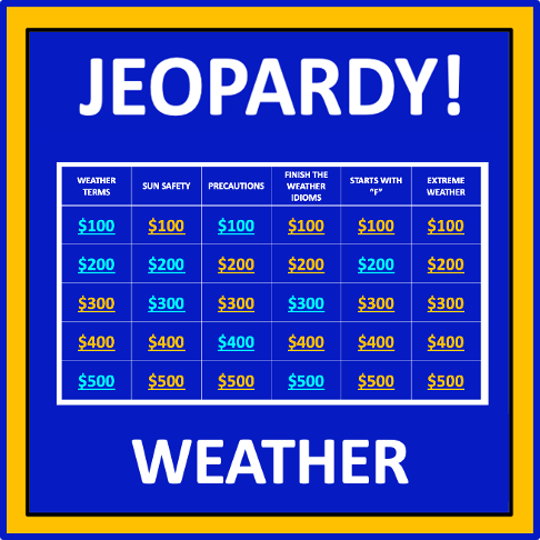 Weather Jeopardy - an interactive science game