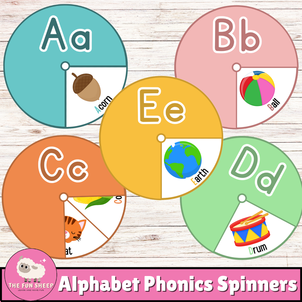 Alphabet Phonics Spinners | Beginning Sounds Preschool Activity Alphabet Paper Games