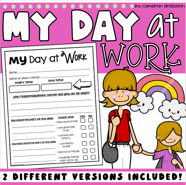 Take Your Child to Work Day Reflection Observation Sheet Activity