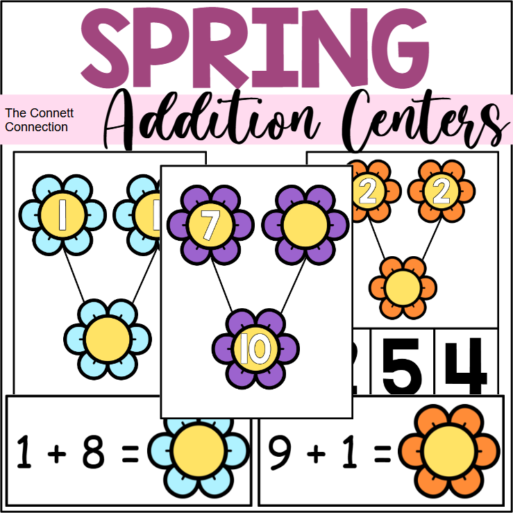 Spring Addition Number Bonds: Kindergarten Math Centers
