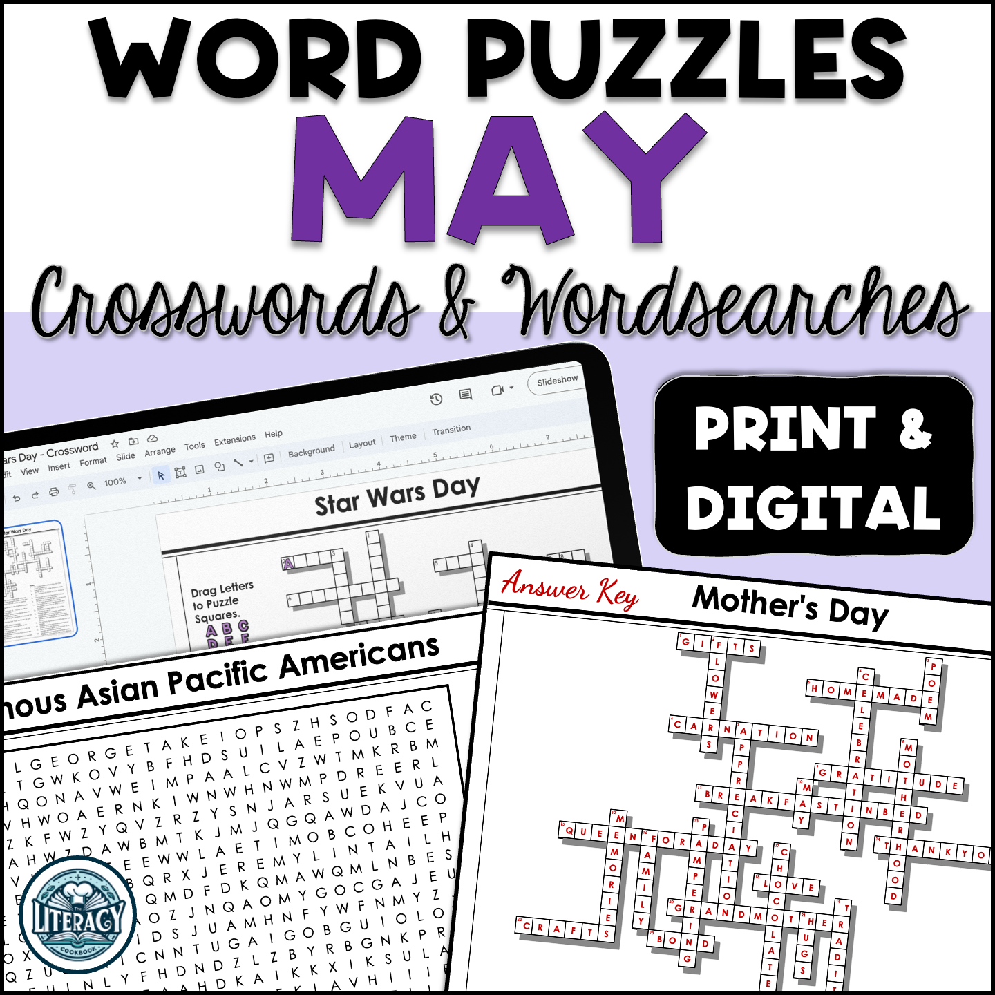 May Crossword Puzzles & Word Search Puzzles - Print & Digital Resources MS/HS