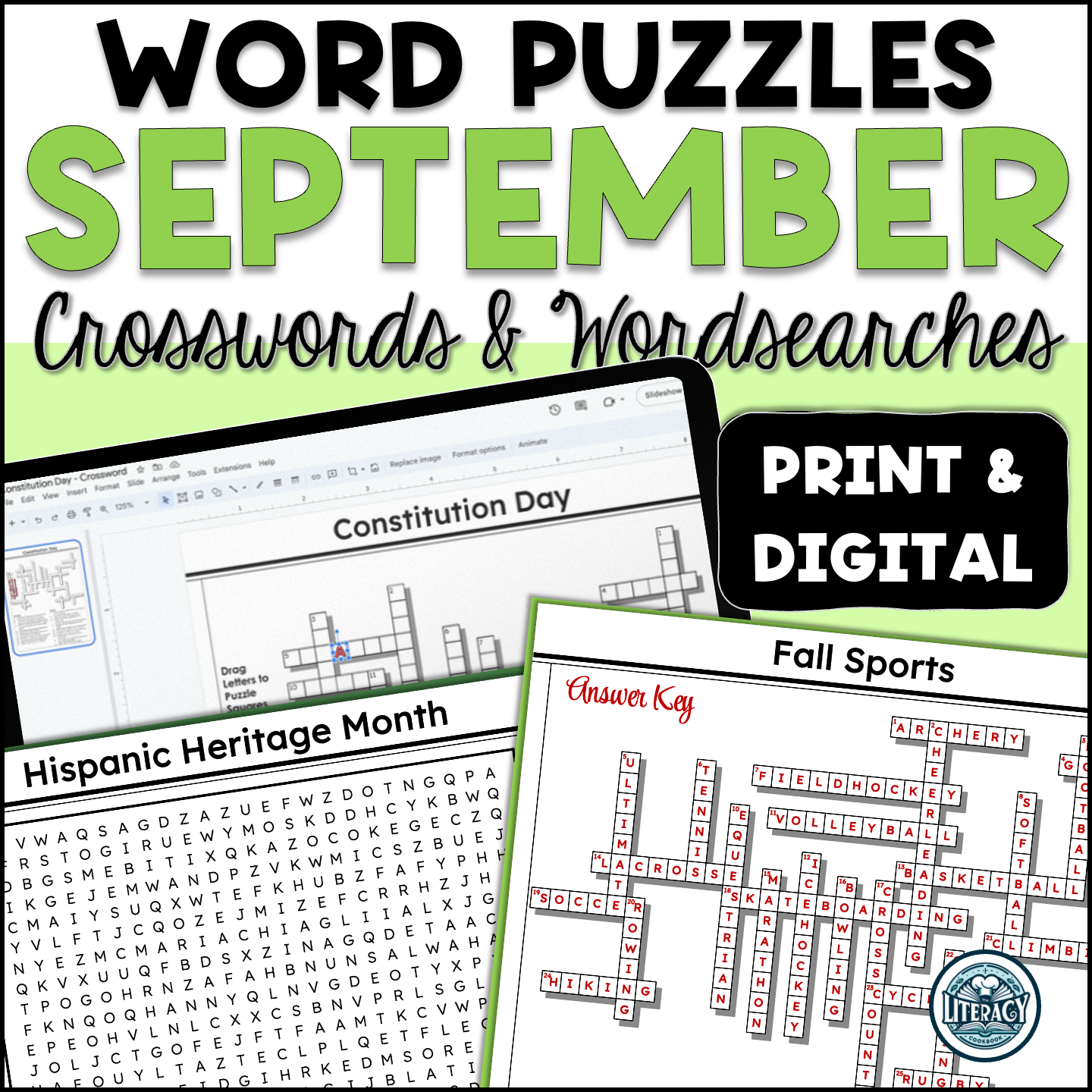 September Crossword Puzzles & Word Search - Back to School - Print & Digital Resources