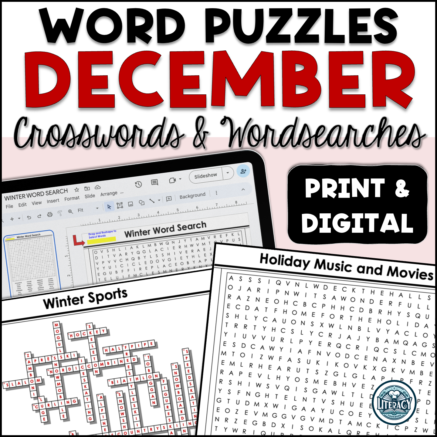 December - Crossword Puzzles & Word Search - Middle & High - Print & Digital Resources