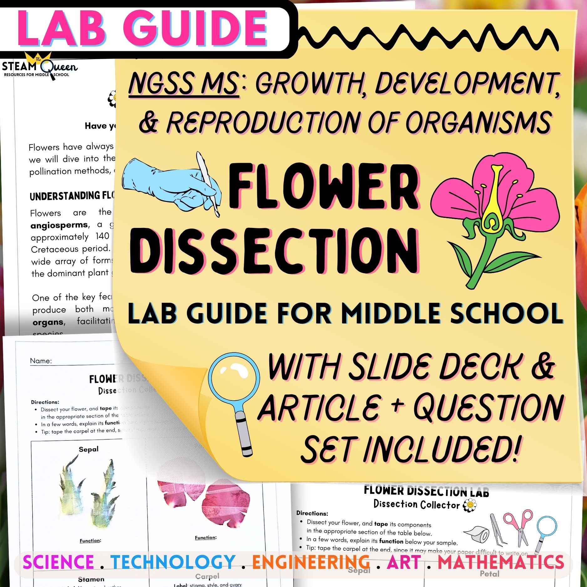 Flower Dissection Lab: Student Pack, Google Slides, Article Set, Posters & More!